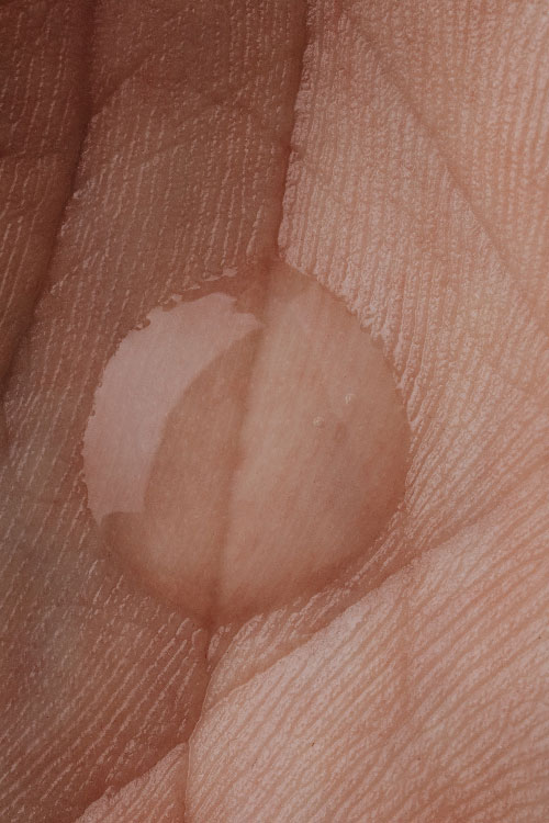 water drop on the skin